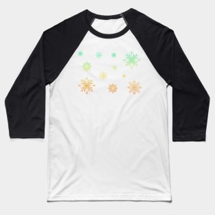 Bright Orange Ombre Faux Glitter Snowflakes Baseball T-Shirt